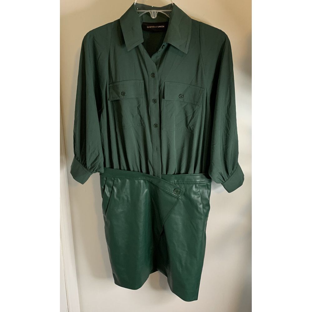 Gabrielle union - New York & Company Faux Leather Dress Green Sz Small